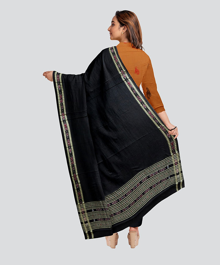 Brown Black Handloom Cotton Bomkai Dress Material
