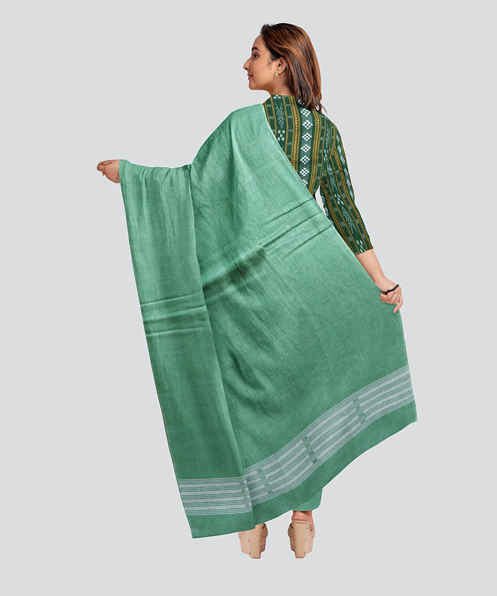 Dark Green Dark Sea Green Handloom Cotton Nuapatna Dress Material