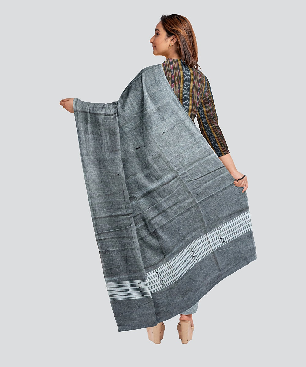 Black Grey Handloom Cotton Nuapatna Dress Material