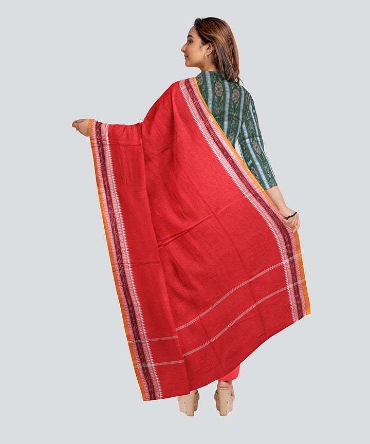 Dark Green Dark Red Handloom Cotton Nuapatna Dress Material
