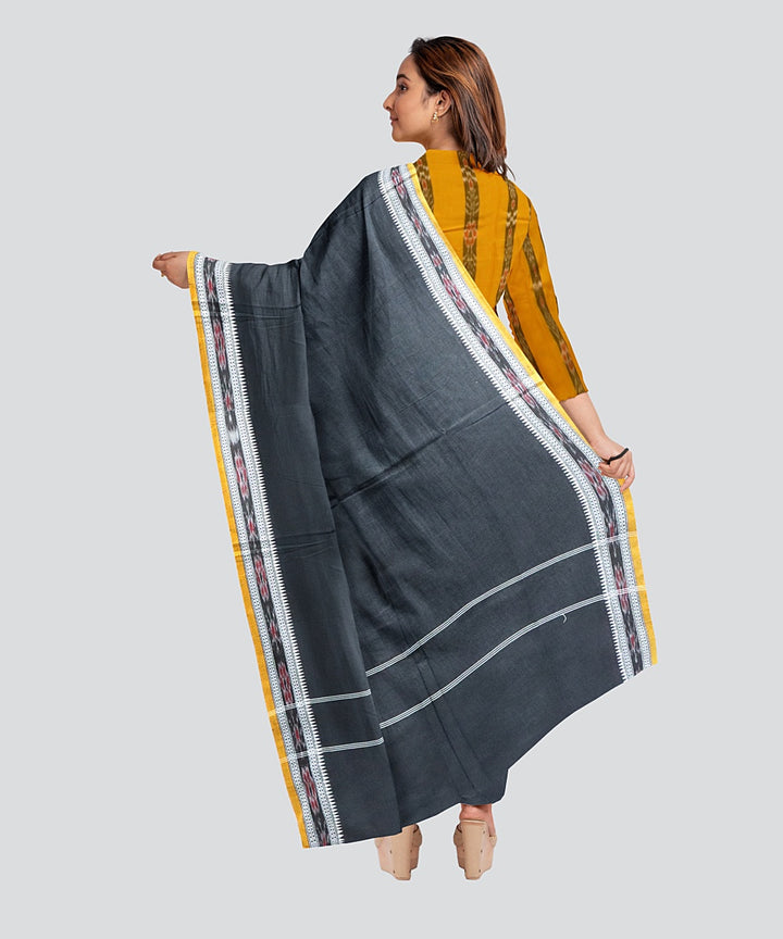 Yellow Black Handloom Cotton Nuapatna Dress Material