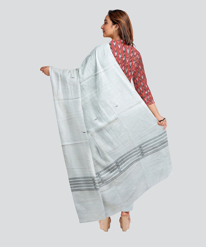 Maroon White Handloom Cotton Nuapatna Dress Material