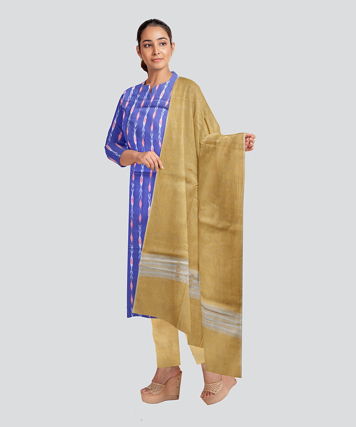 Cyan Green Yellow Handloom Cotton Nuapatna Dress Material