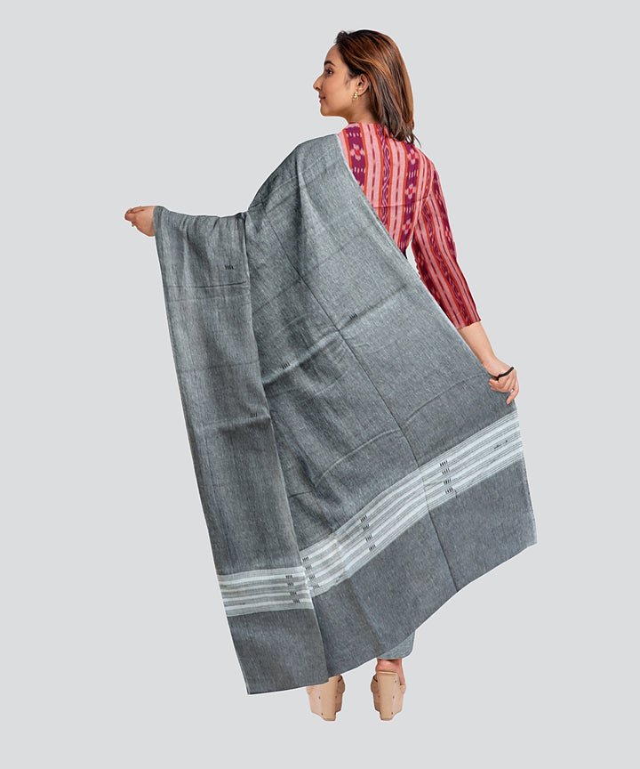 Peach Grey Handloom Cotton Nuapatna Dress Material