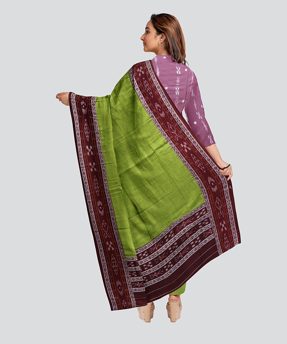 Brown Olive Green Handloom Cotton Nuapatna Dress Material