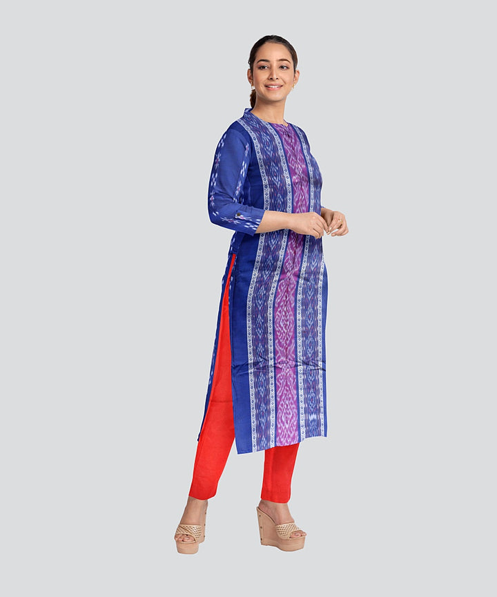 Navy Blue Dark Red Handloom Cotton Nuapatna Dress Material