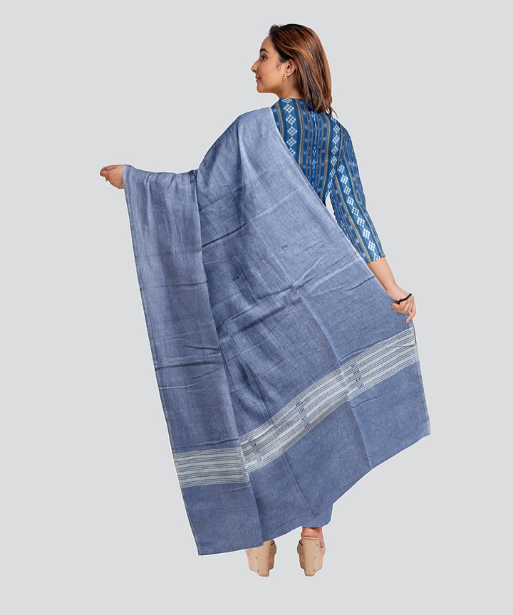 Navy Blue Cornflower Blue Handloom Cotton Nuapatna Dress Material
