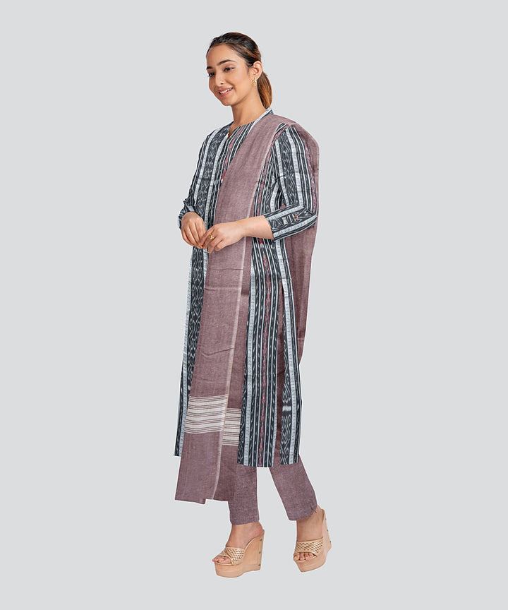 Black Dark Chestnut Handloom Cotton Nuapatna Dress Material