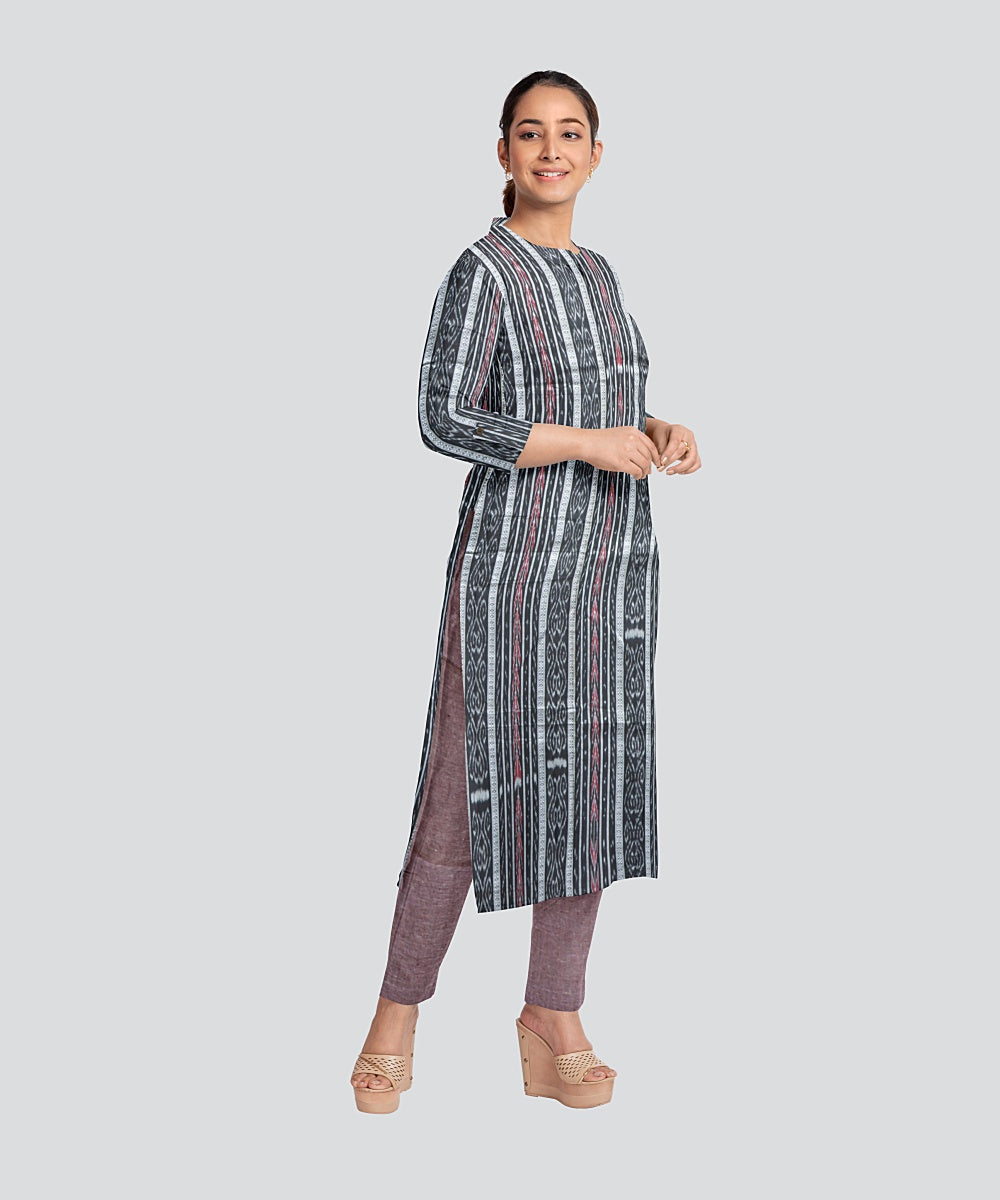 Black Dark Chestnut Handloom Cotton Nuapatna Dress Material