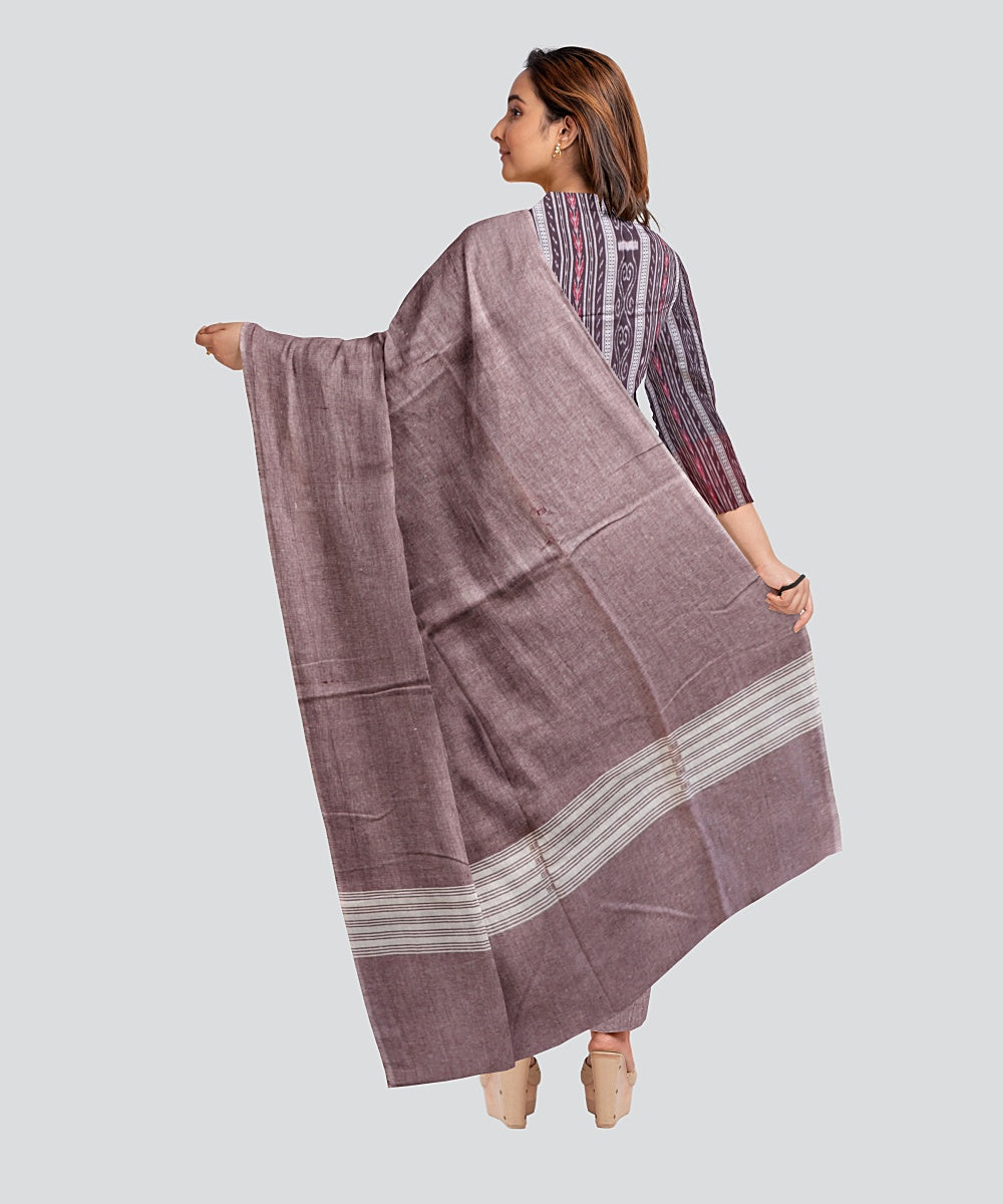 Brown Dark Chestnut Handloom Cotton Nuapatna Dress Material