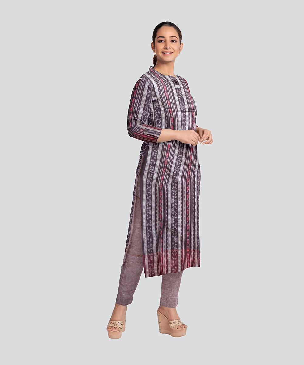 Brown Dark Chestnut Handloom Cotton Nuapatna Dress Material