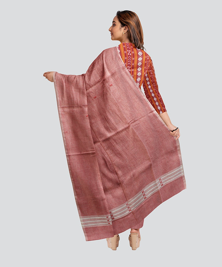 Maroon Coral Pink Handloom Cotton Nuapatna Dress Material