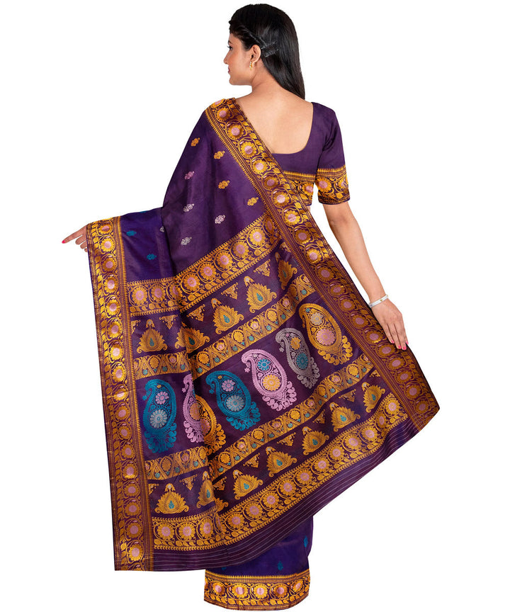 Violet multicolor silk handwoven baluchari saree