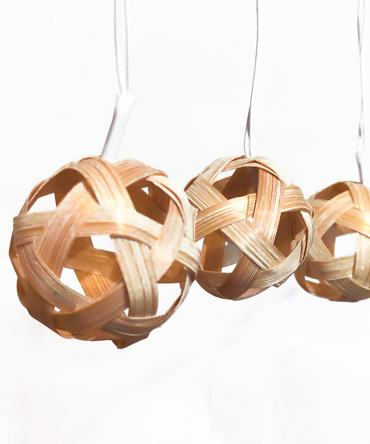 Beige star full moon hand crafted bamboo string light