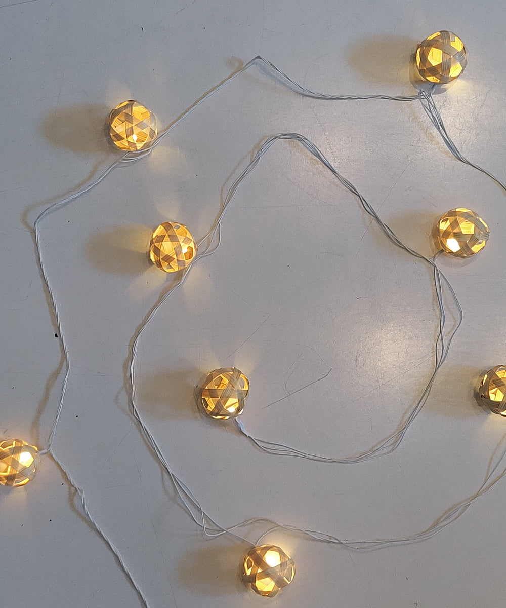 Beige star full moon hand crafted bamboo string light