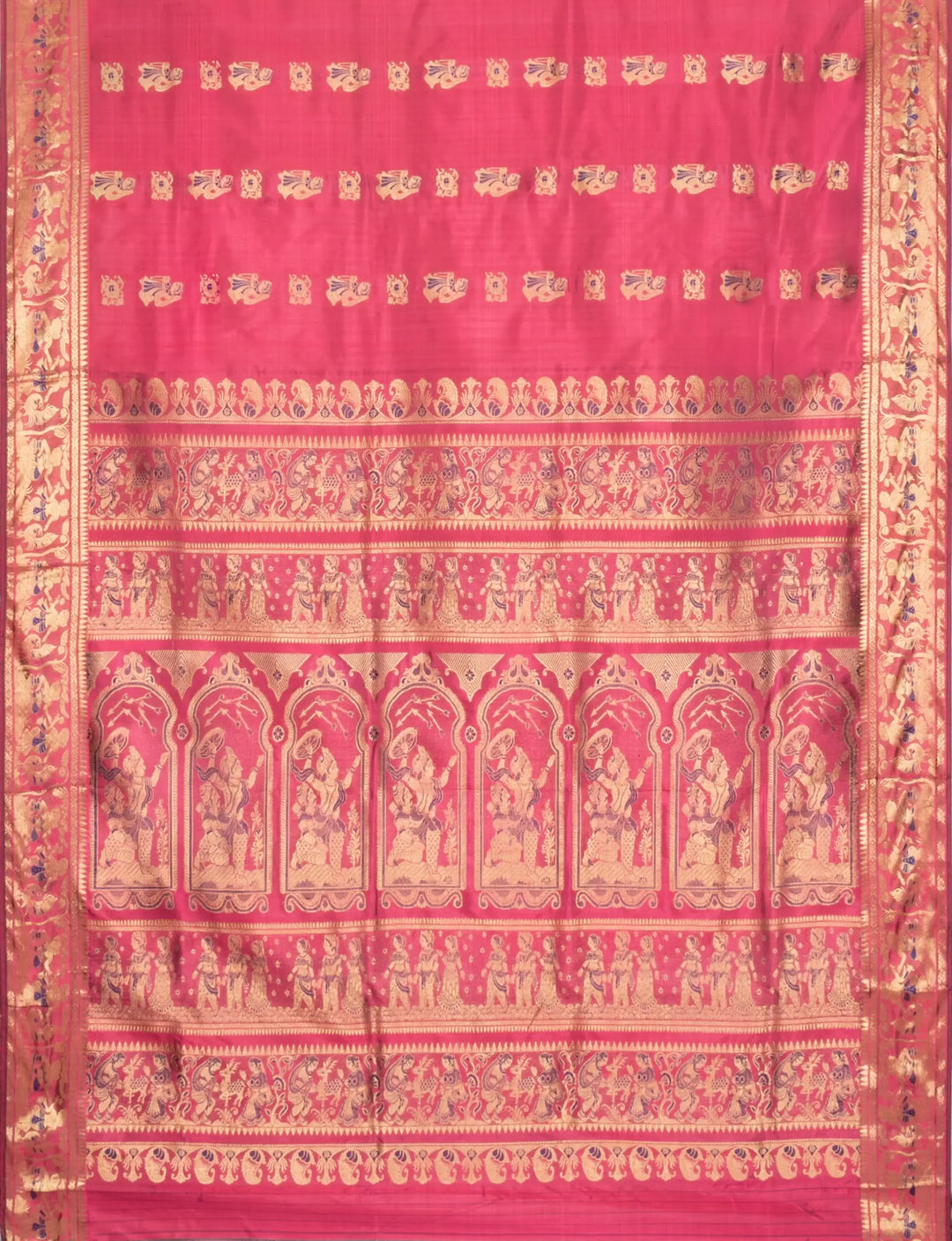 Pink swarnachari handwoven baluchari silk saree