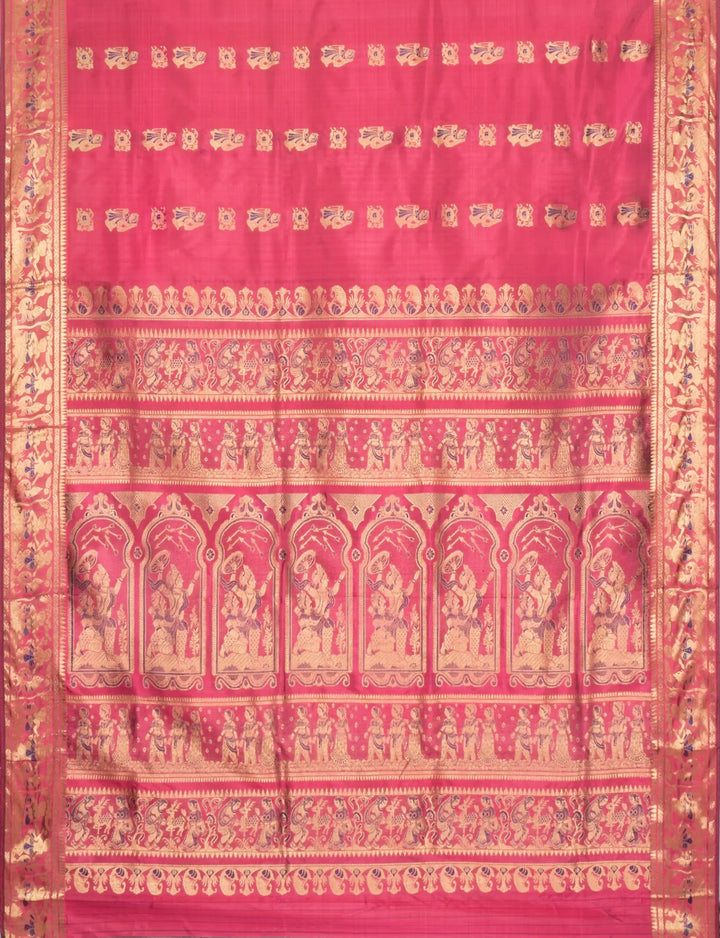 Pink swarnachari handwoven baluchari silk saree