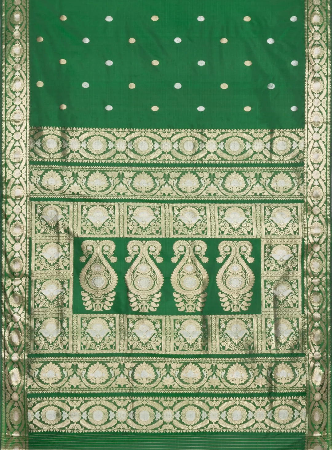 Dark green handwoven baluchari silk saree