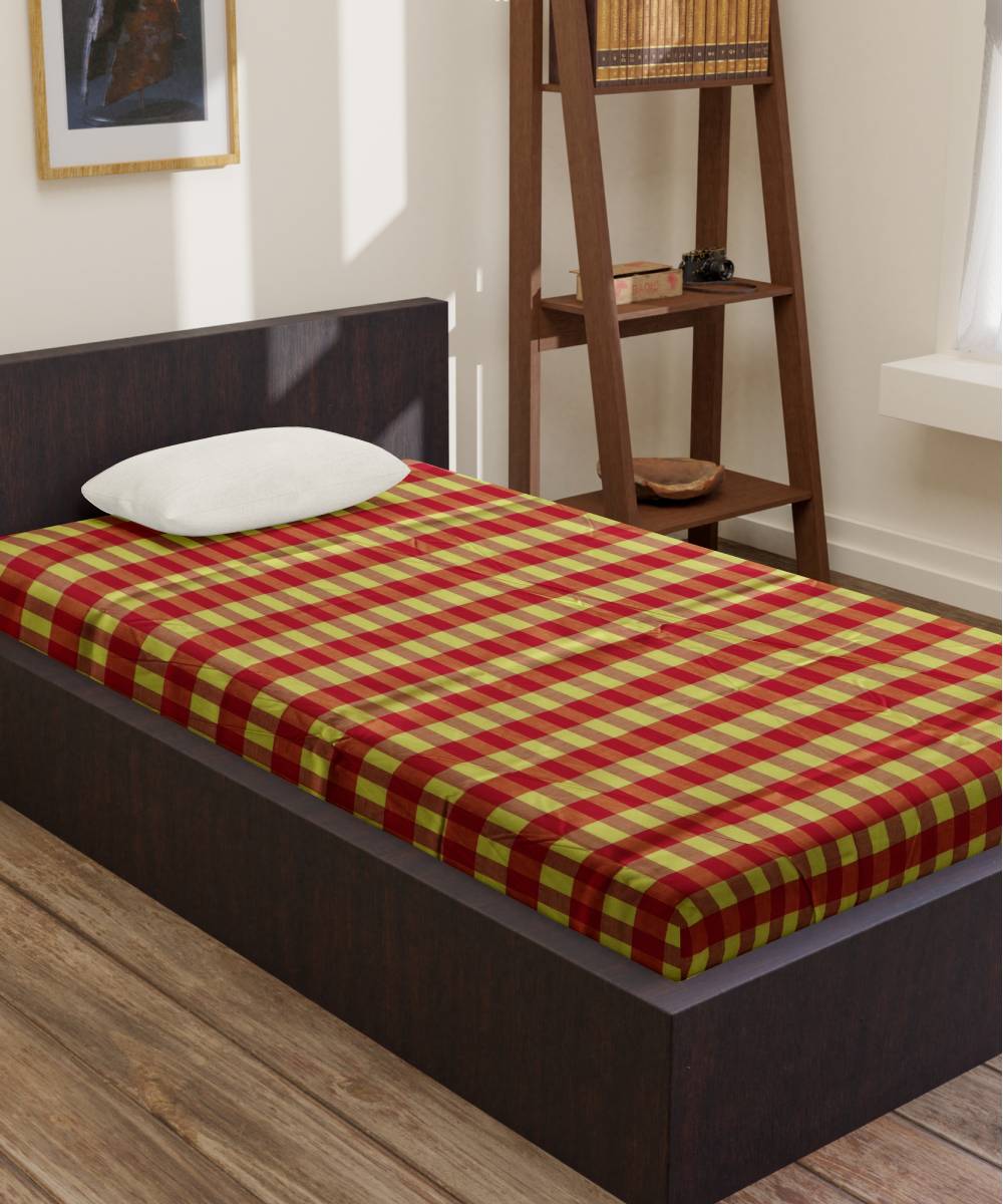 Cornel Yellow Red Handmade Cotton Bedsheet