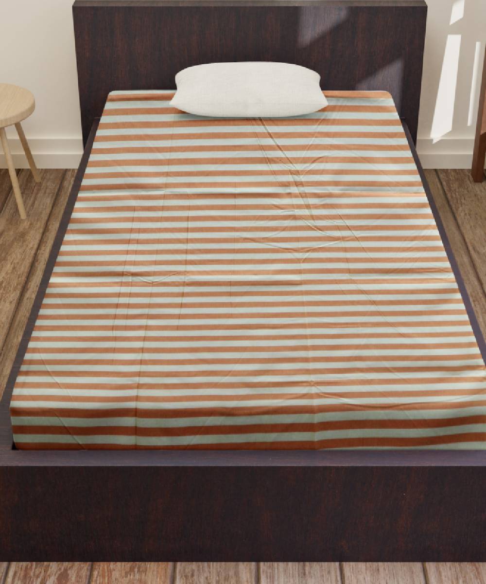 Carrot Orange Buff Handmade Cotton Bedsheet