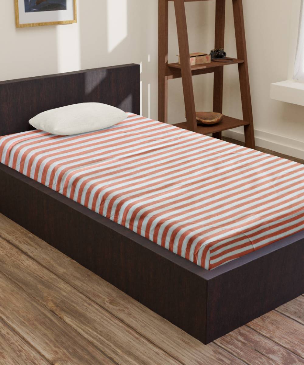 White Burnt Sienna Handmade Cotton Bedsheet