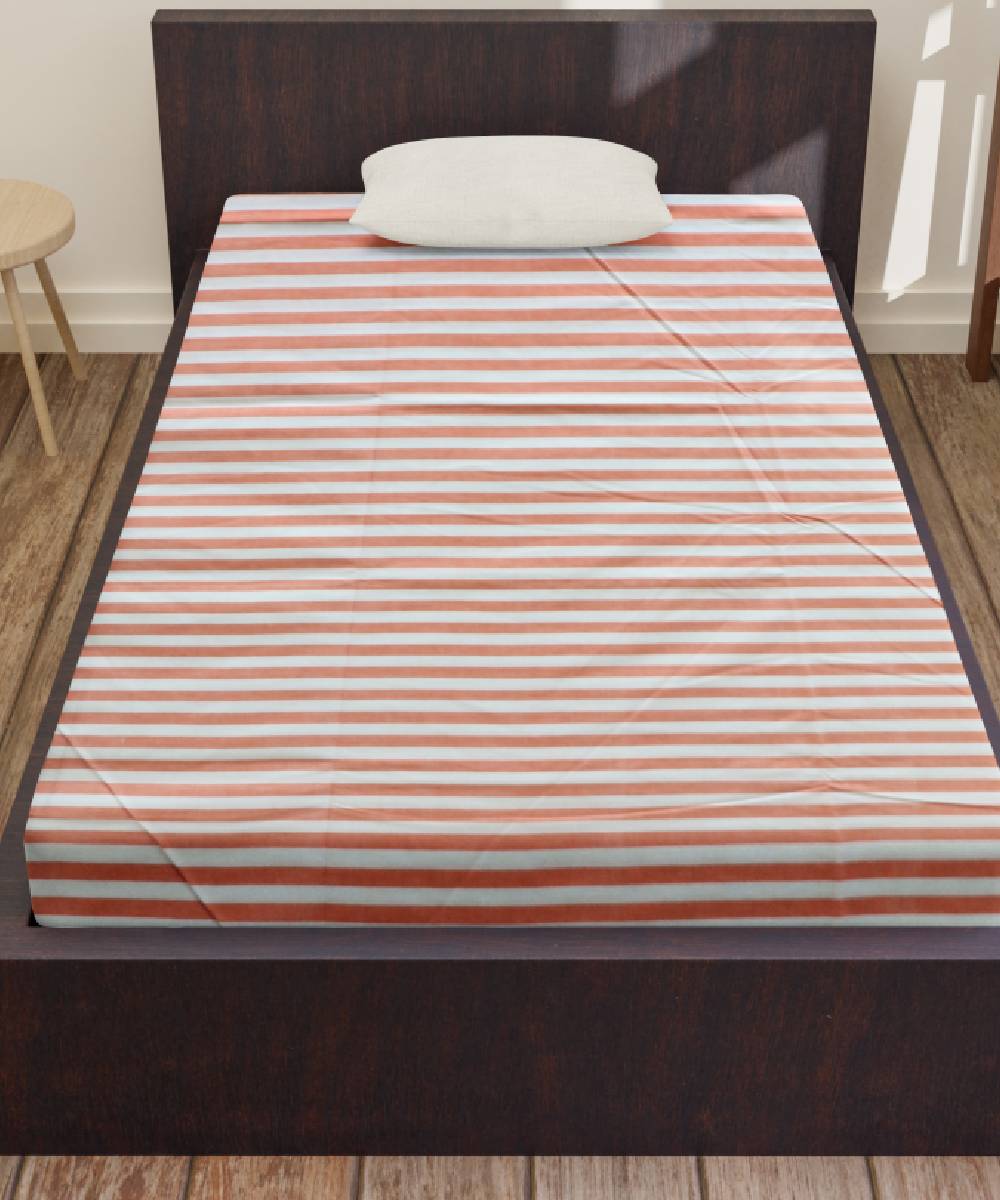 White Burnt Sienna Handmade Cotton Bedsheet