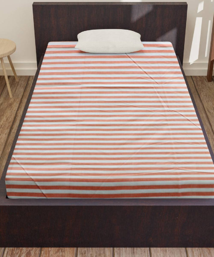 White Burnt Sienna Handmade Cotton Bedsheet