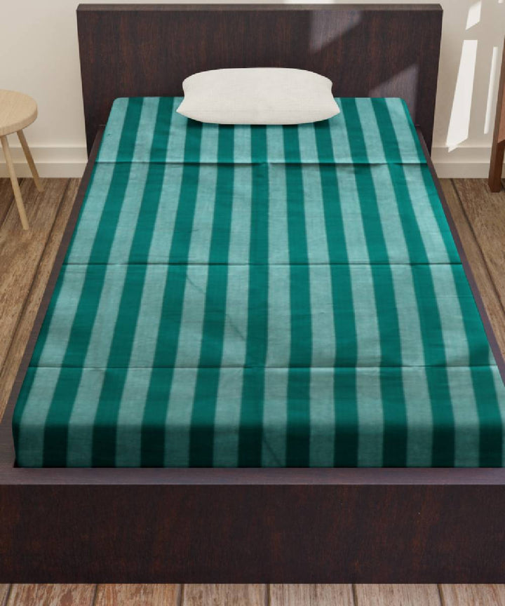 Dark Green Gray Handmade Cotton Bedsheet