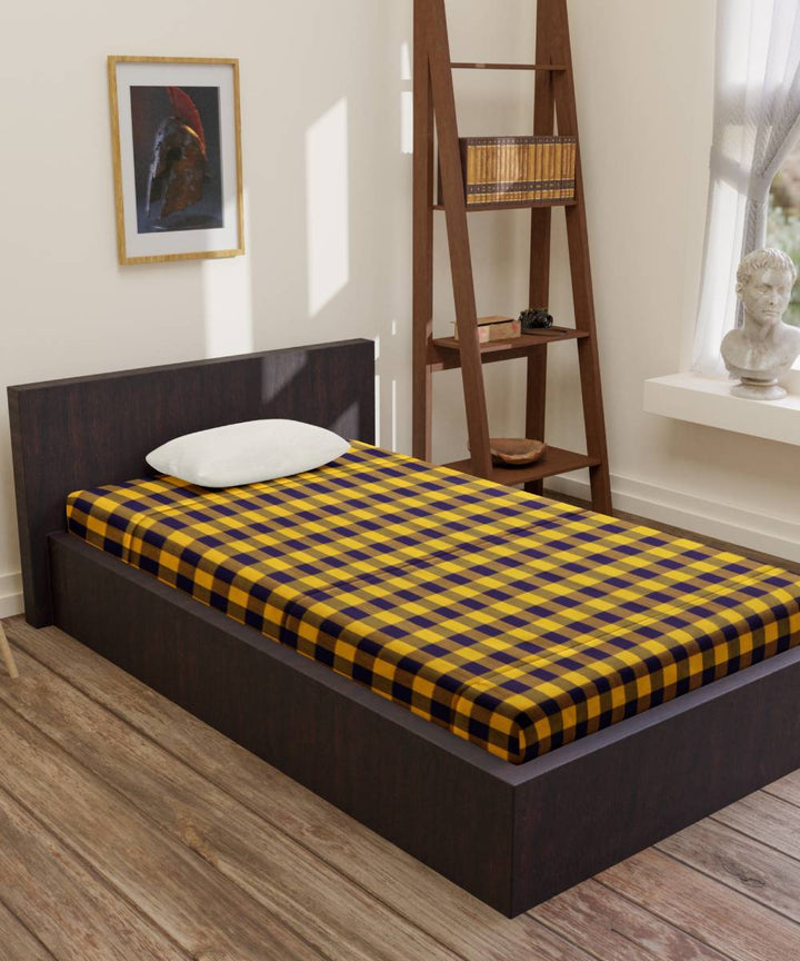 Chrome Yellow Violet Handmade Cotton Bedsheet