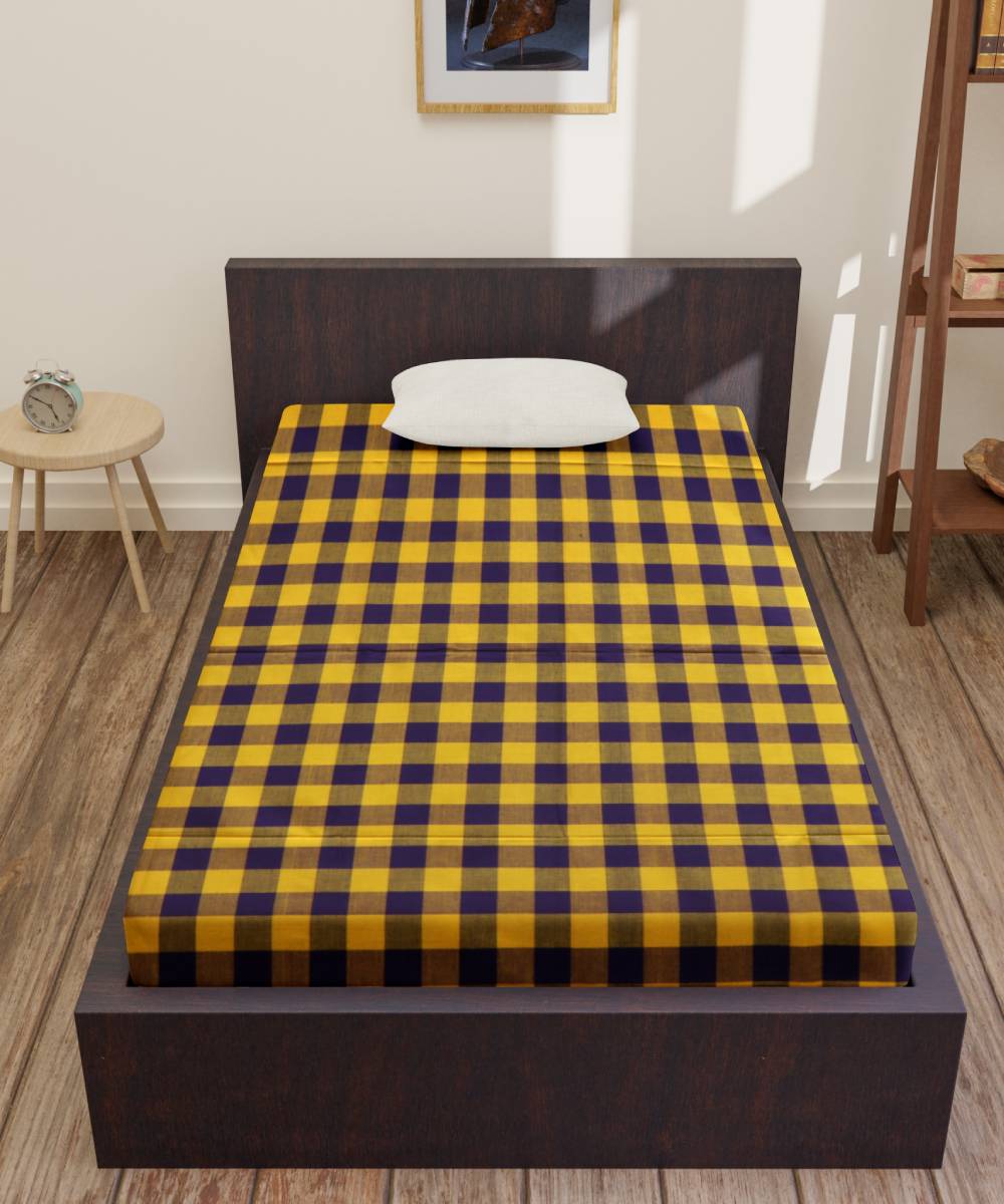 Chrome Yellow Violet Handmade Cotton Bedsheet
