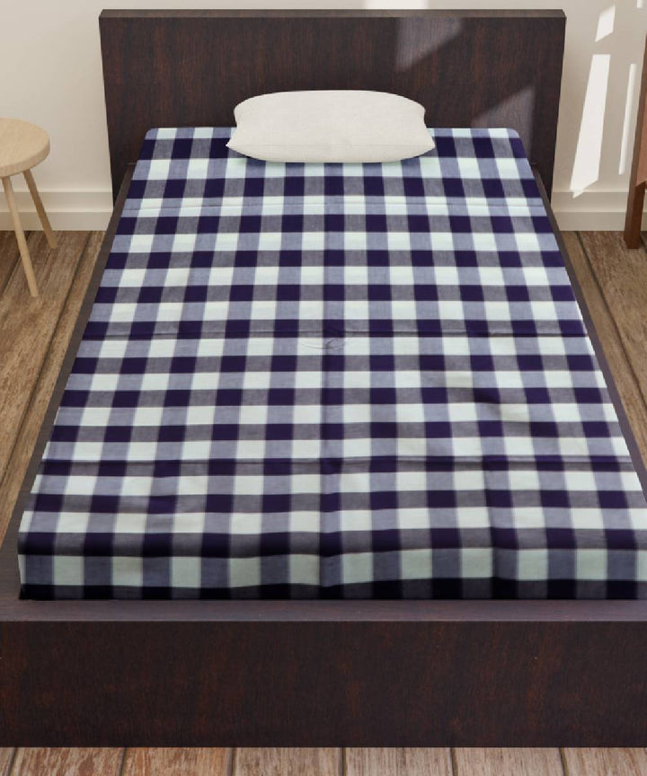 White Dark Blue Handmade Cotton Bedsheet