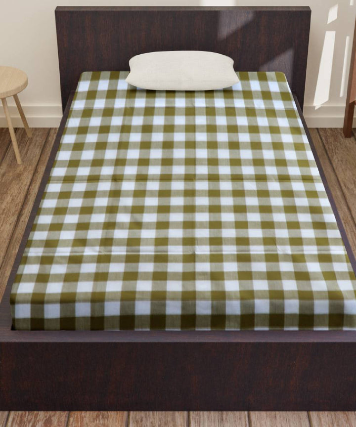 White Dark Khaki Handmade Cotton Bedsheet