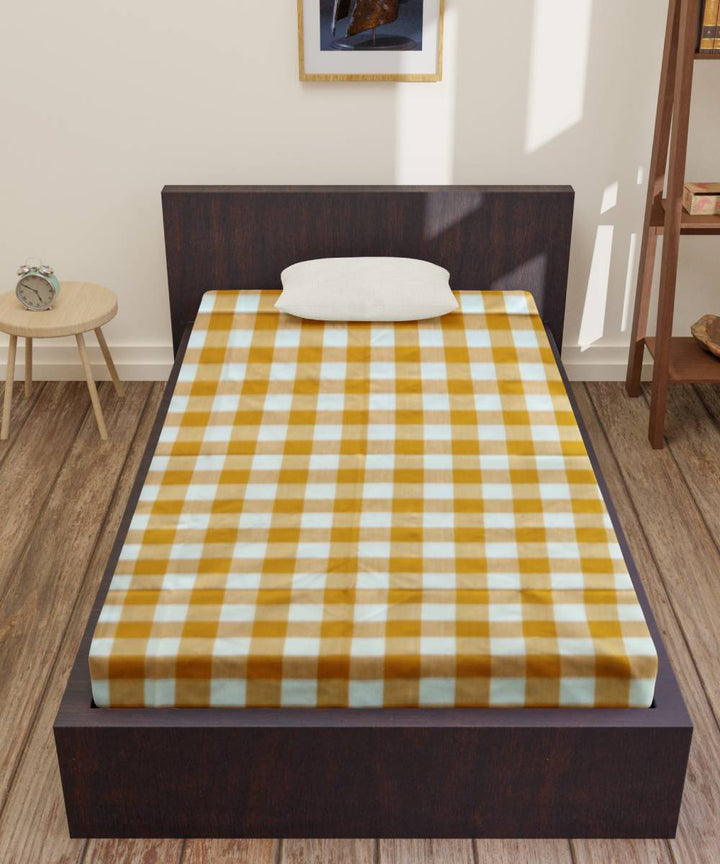 White Yellow Handmade Cotton Bedsheet