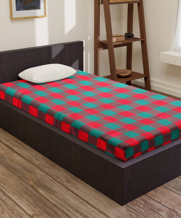 Red Green Cotton Handmade Bedsheet