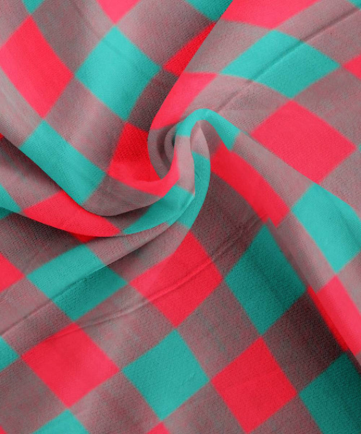 Red Green Cotton Handmade Bedsheet