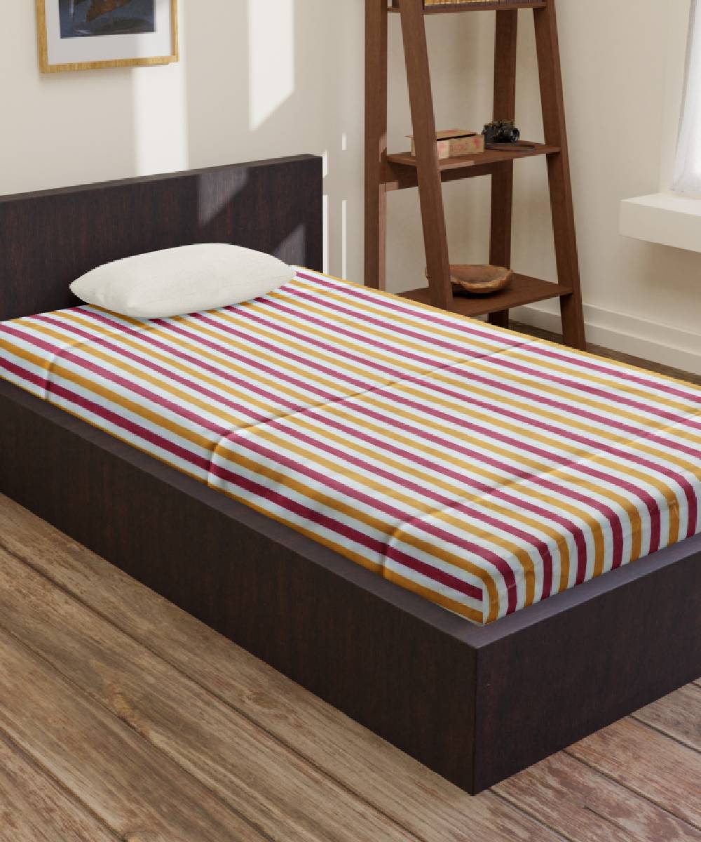 White Multi Colour Handmade Cotton Bedsheet