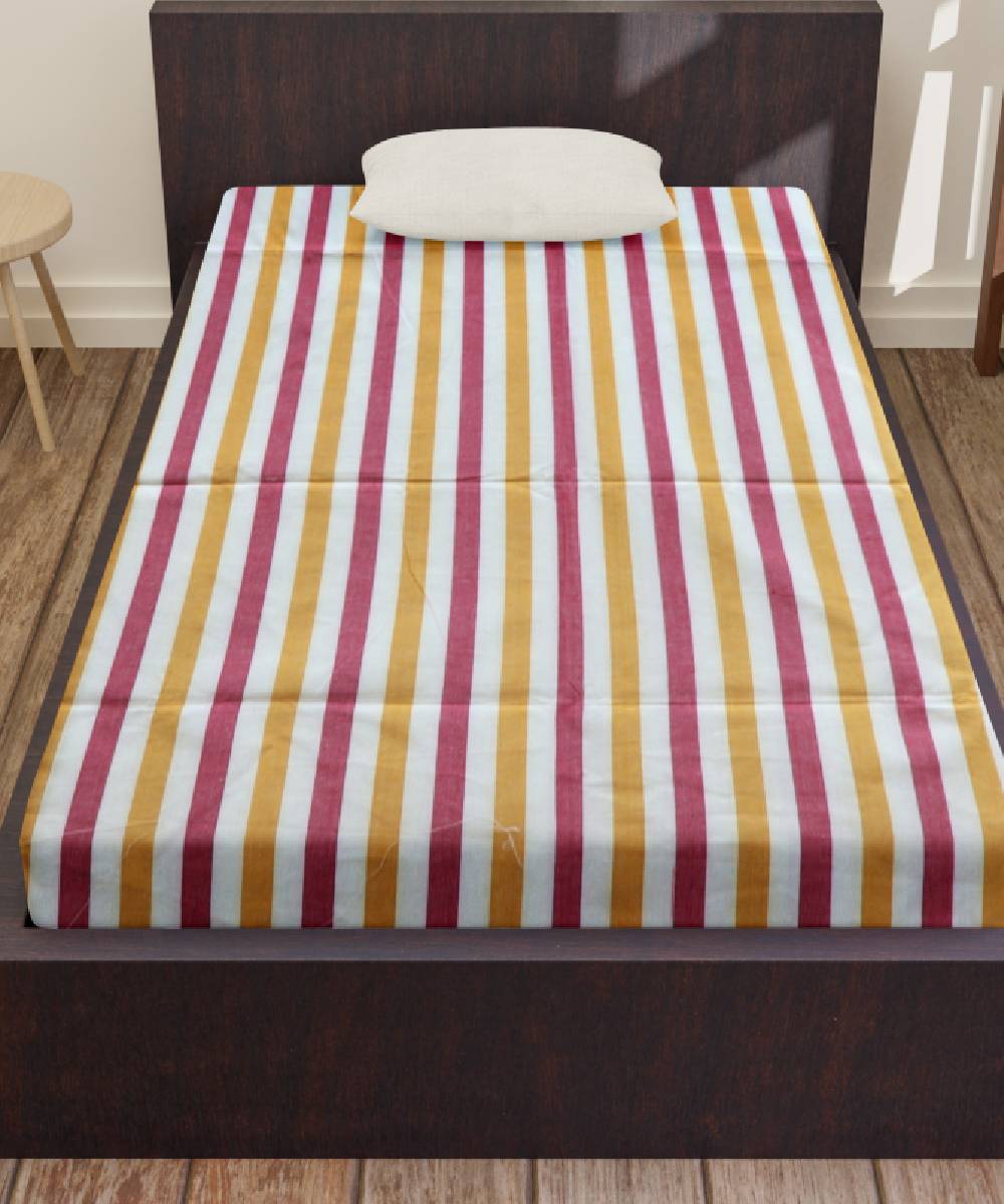 White Multi Colour Handmade Cotton Bedsheet