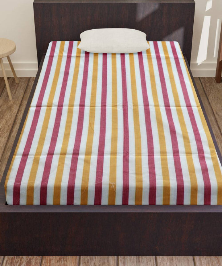 White Multi Colour Handmade Cotton Bedsheet