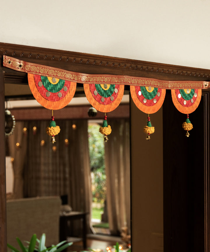Satrangi marigold handcrafted bamboo toran
