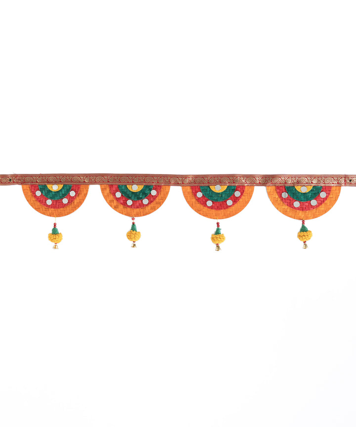 Satrangi marigold handcrafted bamboo toran