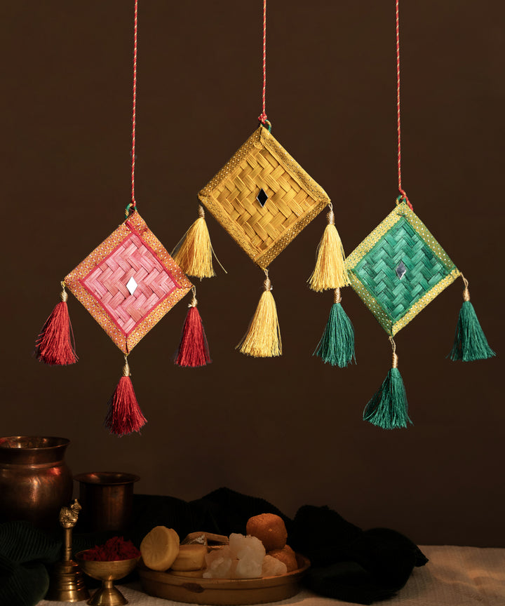 Patang handcrafted bamboo door wall hanging - set of 3