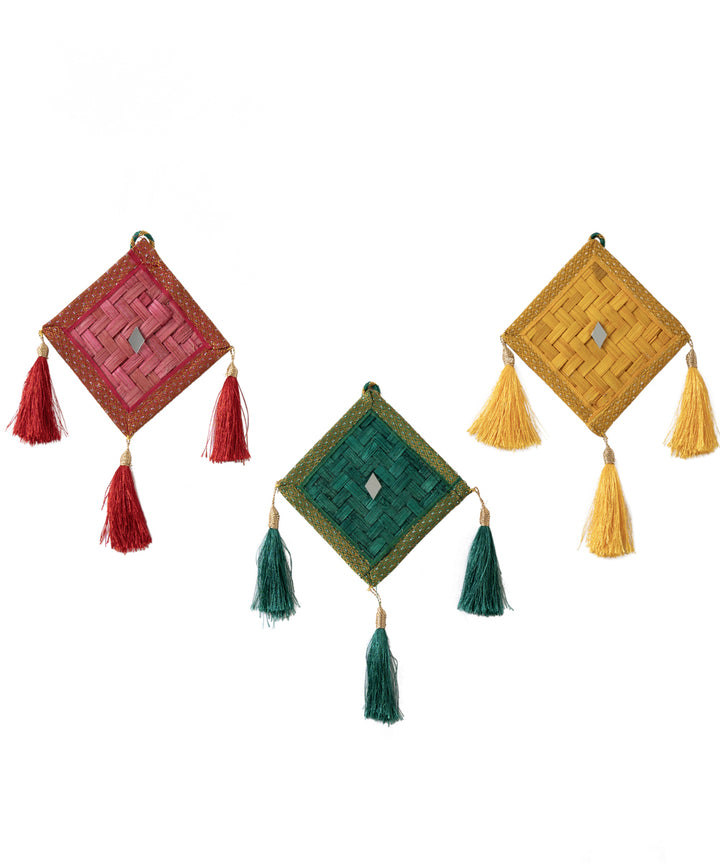Patang handcrafted bamboo door wall hanging - set of 3