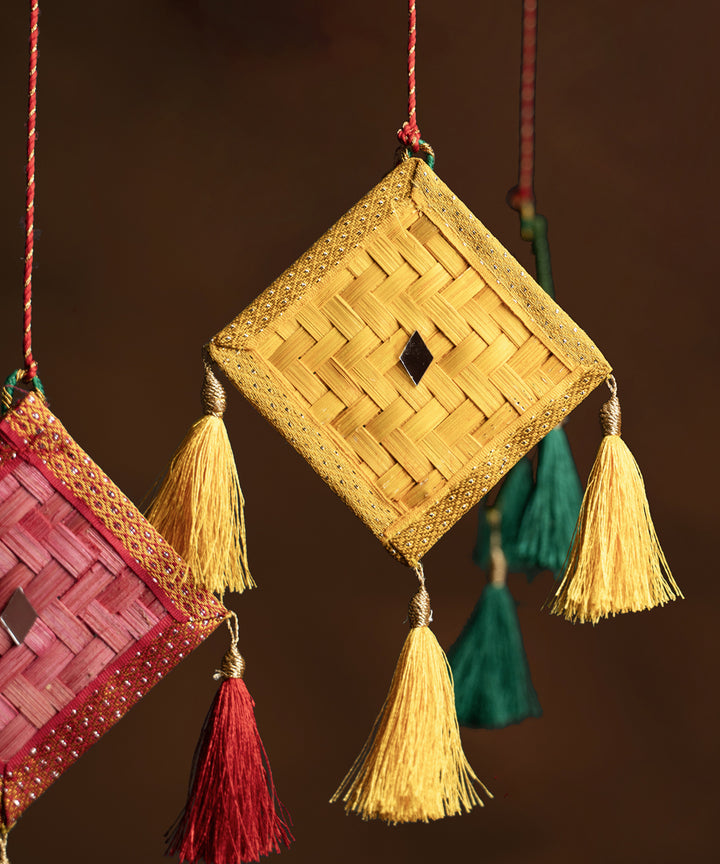Patang handcrafted bamboo door wall hanging - set of 3