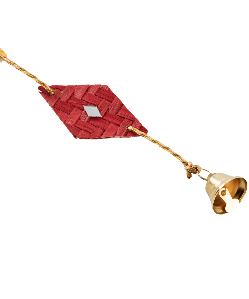 Red rang handcrafted bamboo door wall hanging - set of 2