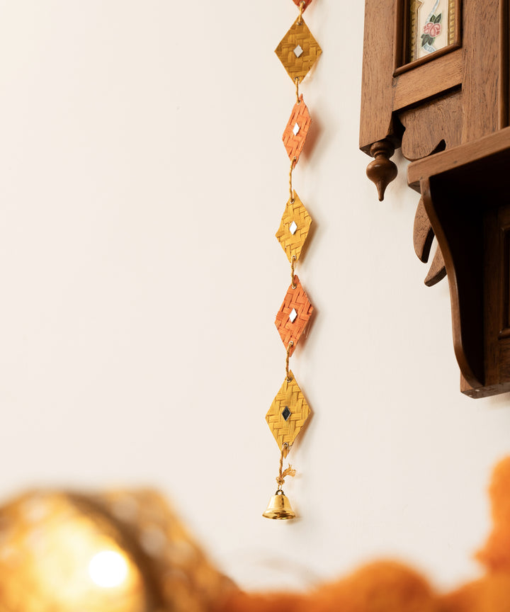 Red rang handcrafted bamboo door wall hanging - set of 2
