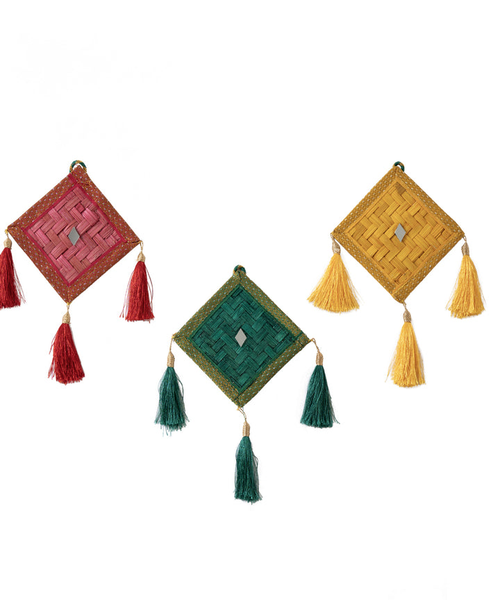 Patang bamboo handcrafted door wall hanging - set of 3