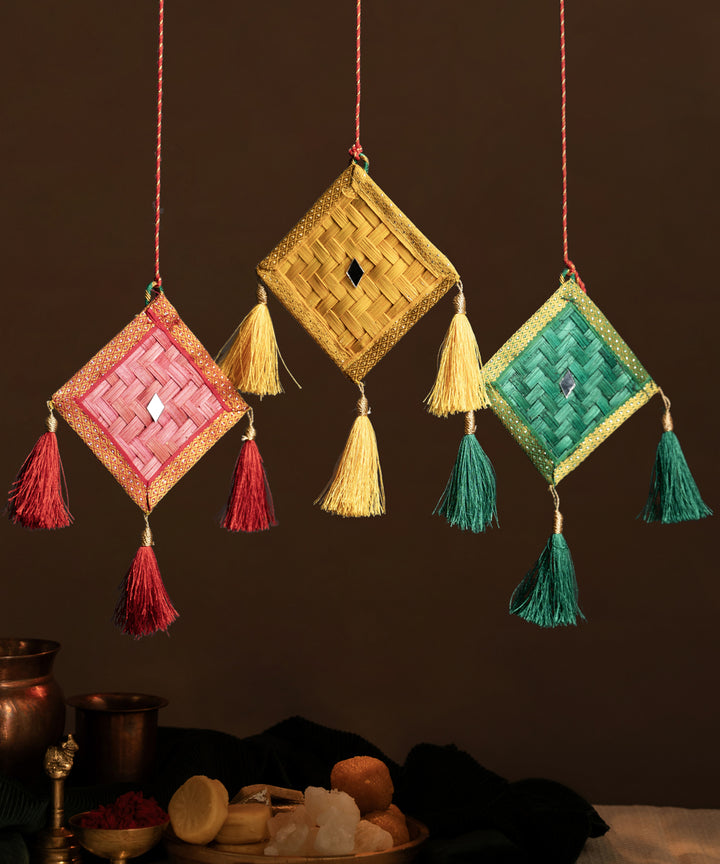 Patang handcraft bamboo door wall hanging - set of 3