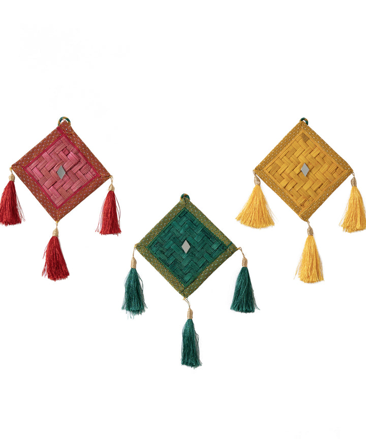 Patang handcraft bamboo door wall hanging - set of 3