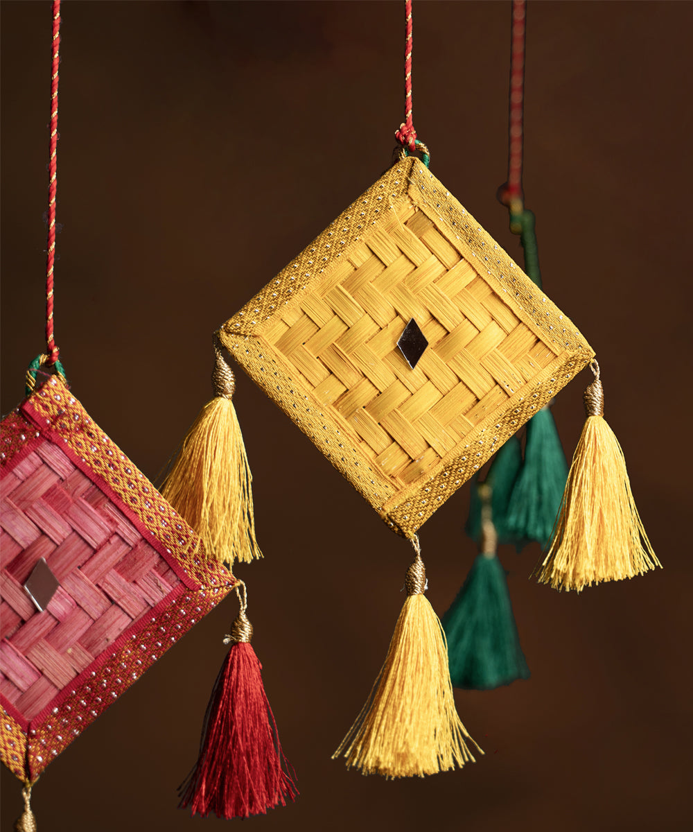 Patang handcraft bamboo door wall hanging - set of 3