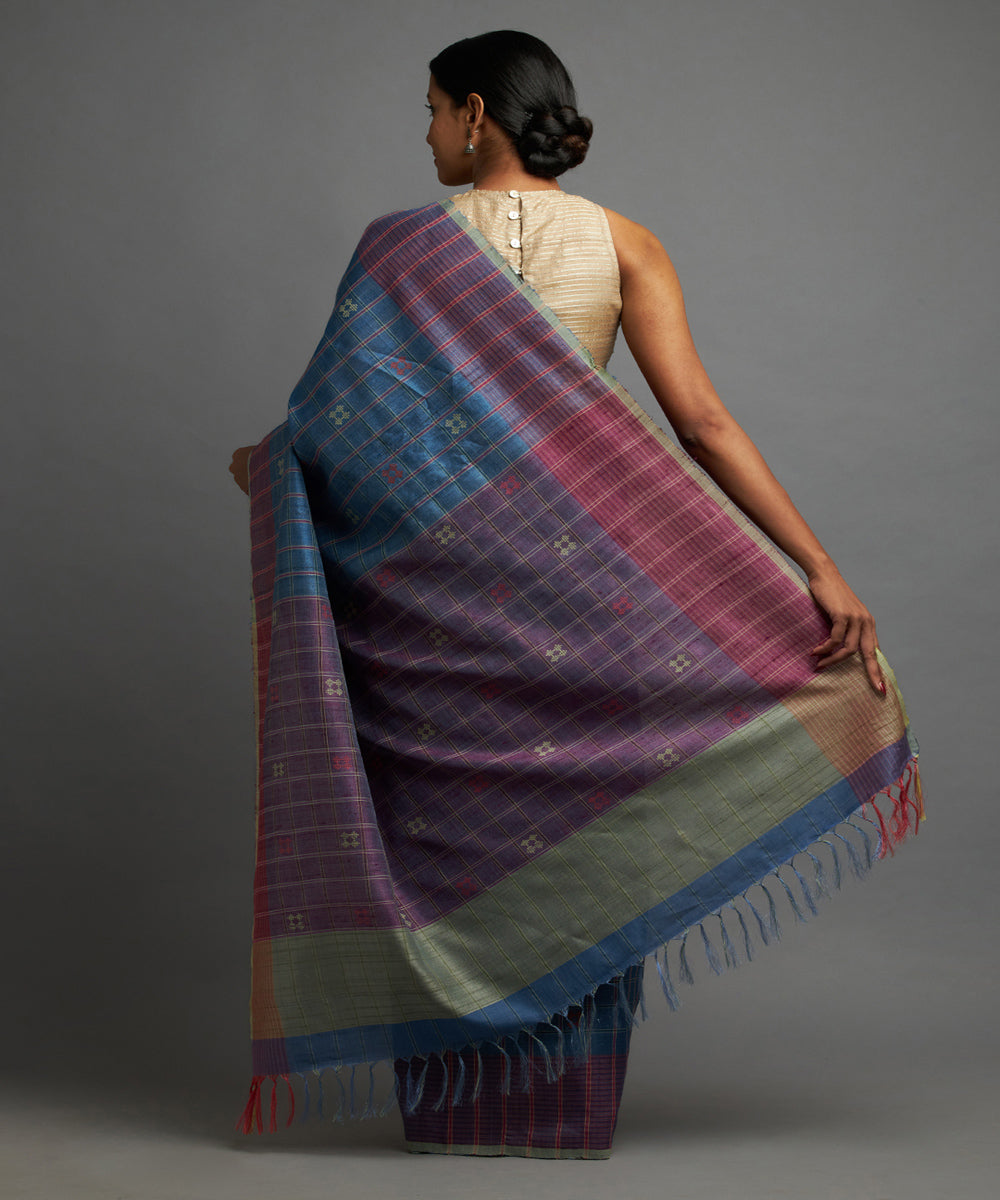 Egyptian blue tussar silk hand woven chhattisgarh kosa saree